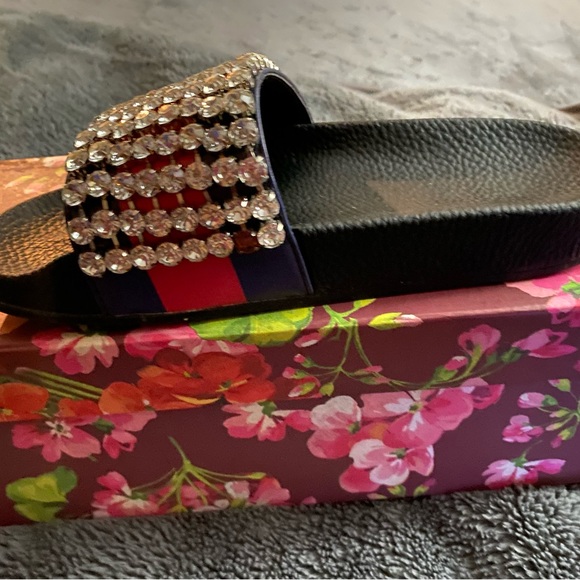 WOMENS CRYSTAL-EMBELLISHED WEB SLIDES - Picture 6 of 6